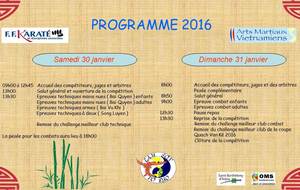 Coupe Quach Van Kê  2016 : Le programme
